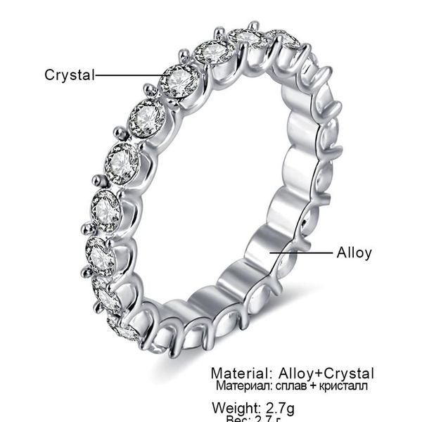 

мода серебряный цвет горный хрусталь циркон кольца для женщин элегантное простое минималистское кольцо мозаика кристалл свадебные изделия pr, Golden;silver