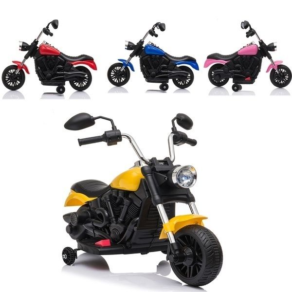 

6v kids electric ride on motorcycle with training wheels pp plastic yellow/blue/red/pink children's gifts