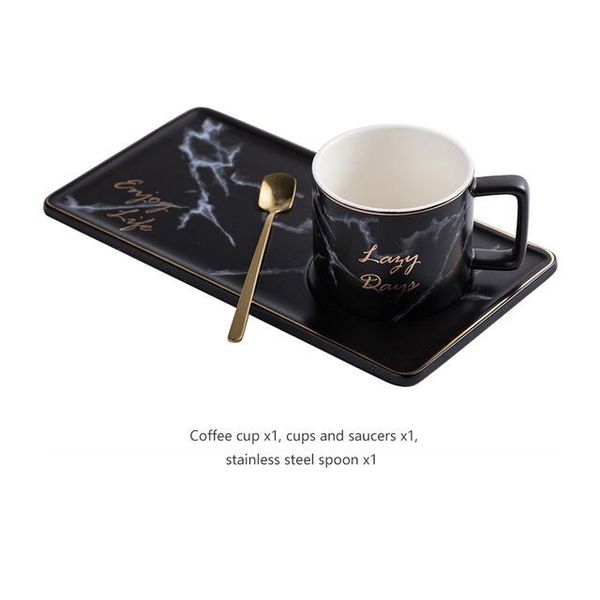 

ceramic coffee cup with handle golden spoon afternoon tea set marble pattern with gold rim milk coffee cup nordic creative gifts wmtjcj