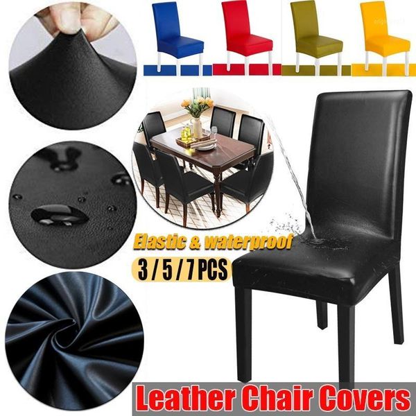 

1-7 pcs waterproof pu leather chair covers elastic furniture protector chair decoration1