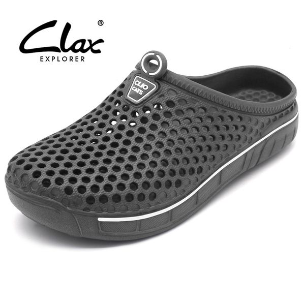 

clax garden clog shoes for men quick drying summer beach slipper flat breathable outdoor sandals male gardening shoe y200107, Black