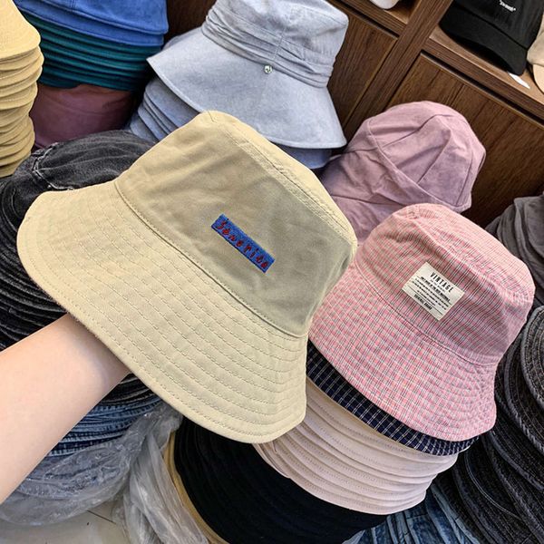 

with embroidered and pasted letter fisherman's hat, Blue;gray