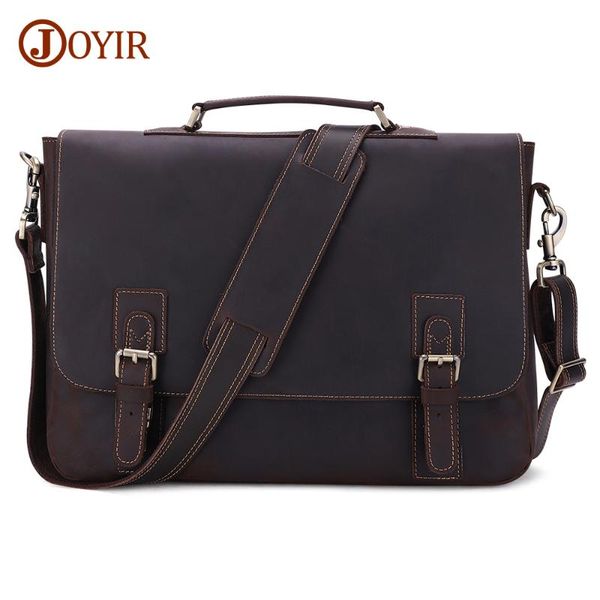 

briefcases joyir crazy horse leather men's male laphandbag vintage genuine briefcase business messenger travel bag