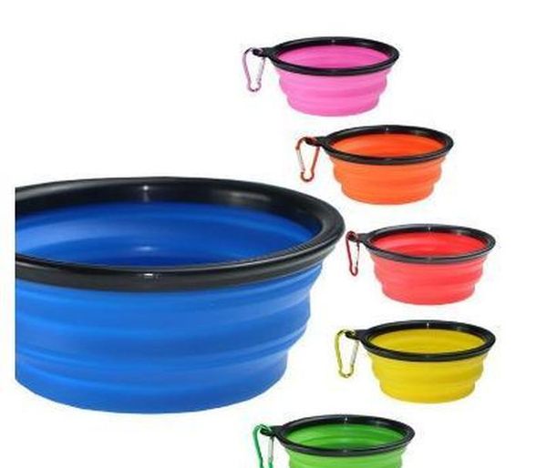 

2018 travel collapsible pet dog cat feeding bowl water dish feeder silicone foldable 9 colors to choose feeding bowl