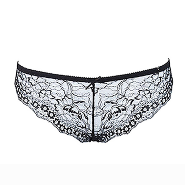 

women's lace flower underwear seamless cotton breathable panties black briefs, Black;pink