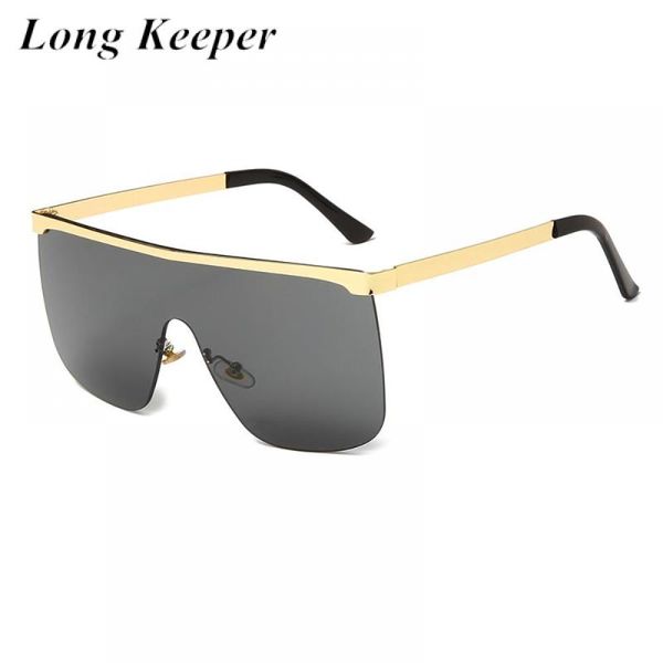 

Fashion Rimless Oversize Sunglasses Women Men Retro Brand Designer Flat Top Square Sun Glasses Ladies Eyewear UV400 Oculos, White;black