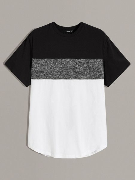 

men marled panel colorblock tee j0yz#, White;black