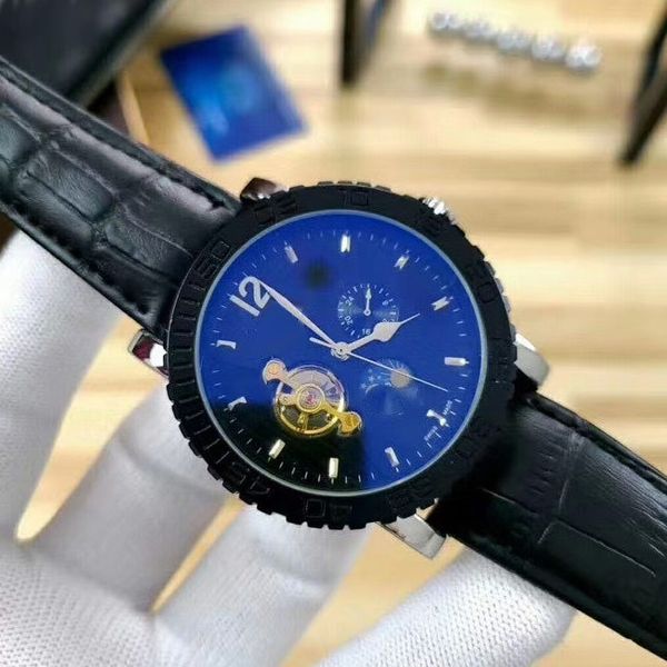 

mens watches mechanical automatic movement genuine leather moon phase fashion wristwatches iced out watch for men's gift, Slivery;brown