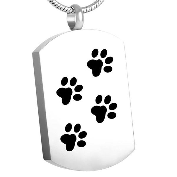 

pendant necklaces dog print cremation necklace 316l stainless steel memorial urns for ashes keepsake jewelry holder, Silver