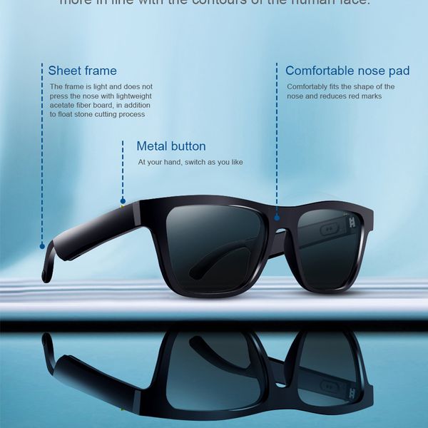 

open ear headphones music hands-calling for men & women wireless bluetooth audio sunglasses