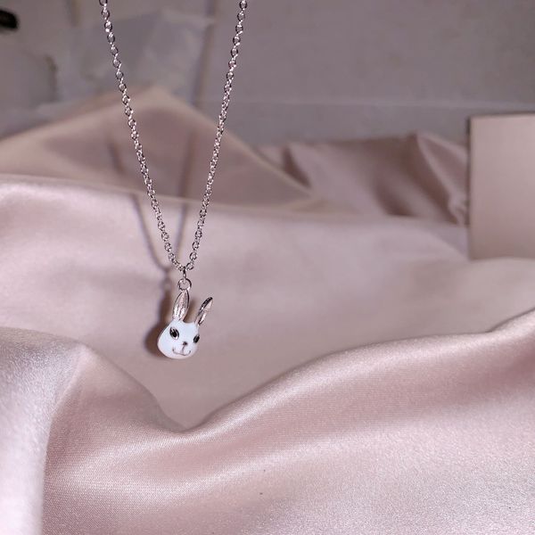 

npkds cute drama rabbit charm necklace female accessories funny animal pendant necklace birthday gift rabbit jewelry, Silver