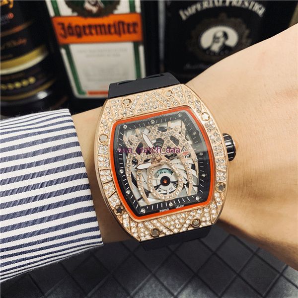 

2021 diamonds luxury designer tonneau watches womens mens causal waterproof watch big dial steel case rubber strap sport watches, Slivery;brown