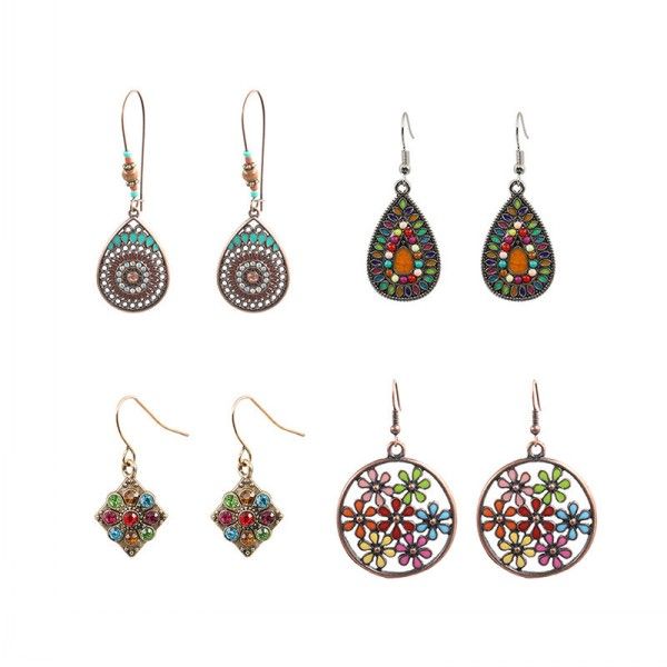 

bohemian ethnic style pendant earrings vintage alloy fringed coin dangle drop earrings for bridal party wedding jewelry kimter-c343fz