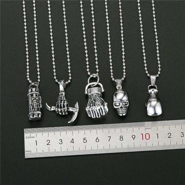 

1 шт. мужчины готический край череп бокс перчатки ожерелье панк винтаж металлический скелет серп рук postbox подвеска колье женщины ювелирны, Bronze;silver