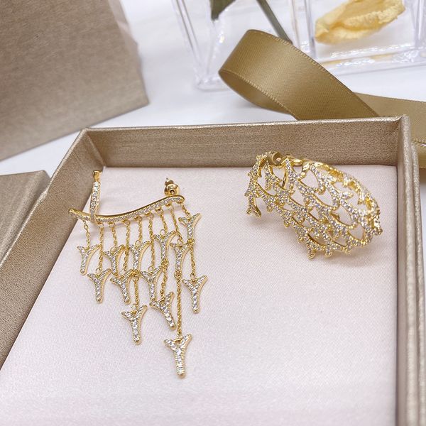 

pendant multi-dragon-tail earbone clip earring golden zircon keel tassel earring retro 925 silver needle