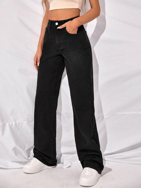 

high waist wide leg jeans j2o6#, Blue