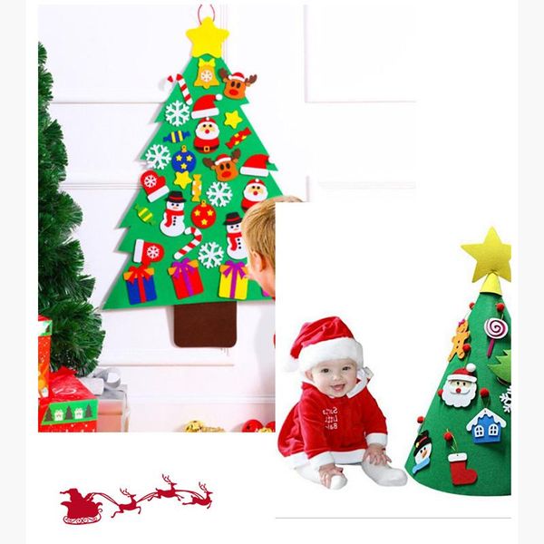 

christmas decorations felt tree diy artificial kids year gifts xmas trees wall hanging ornaments for 2021 home decor