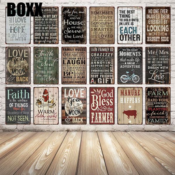 

love home laugh family rules faith tin sign vintage metal poster home decor pub wall art painting 20*30 cm size