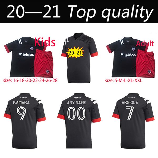 

новые 20 21 dc d.c. united детские футбольные трикотажные трикотажные 2020 d c домашняя грессель 31 флорес 10 arriola 7 kamara 9 mls джерси, Black;yellow