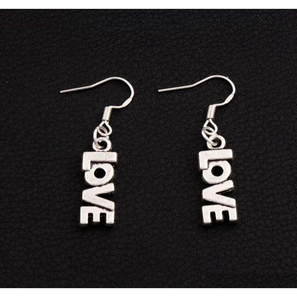 

love letter earrings 925 silver fish ear hook 50pairs/lot antique silver chandelier e921 7.8x38mm w36ww