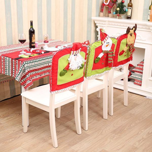 

new christmas chair cover cartoon santa claus snowman printed non-woven fabric chairs cover christmas home decoration1