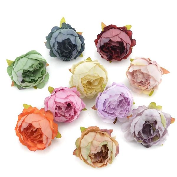 

10 pieces 5cm artificial peony flower head for wedding decoration diy decorative wreath fake european fall vivid silk wmtcbb