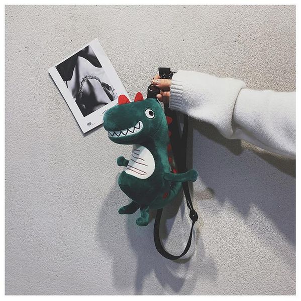 

new girls lovely cartoon plush smile diasour cute one shoulder diagonal female bag plush doll bags animal handbag gift