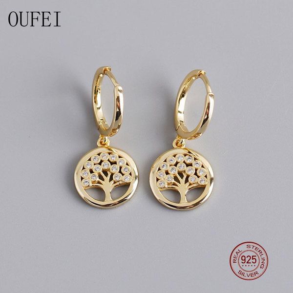 

oufei drop earrings for women fashion 925 sterling silver earrings simple delicate charm tree of life fine jewelry