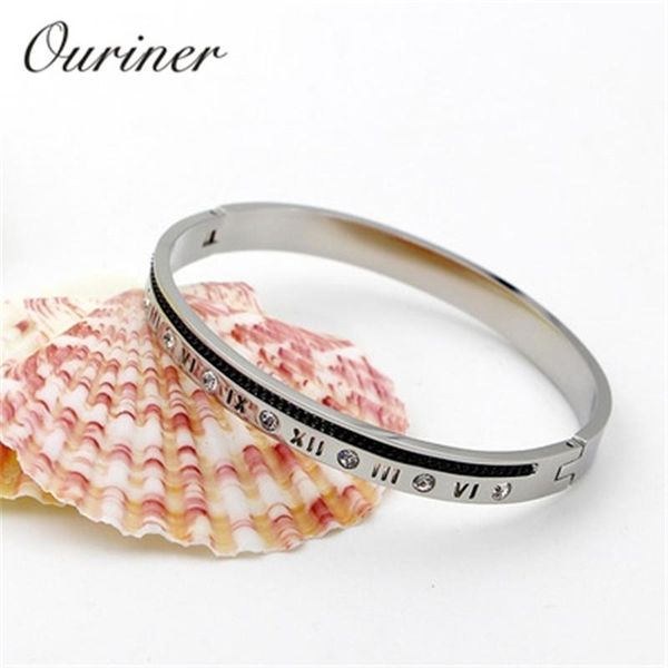 

дизайн бренда римские цифры циркона браслеты браслеты для женщин мода роскошные ювелирные изделия любовь манжета черный цепной ссылка брасле, Black