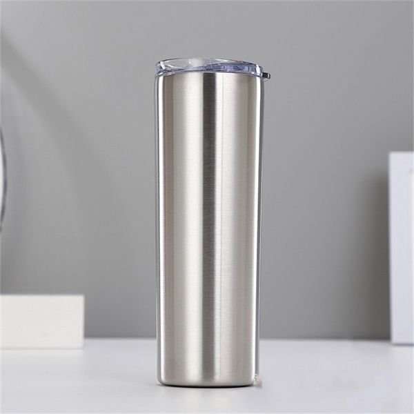 

16oz skinny straight cups stainless steel tumblers water bottle large capacity insulated mugs with lids straws a05