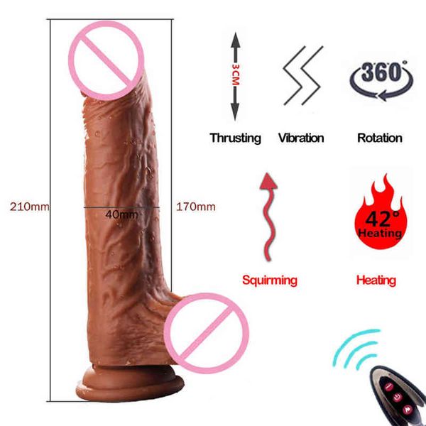 NXY Dildos USB зарядки силиконовые беспроводные качели телескопические отопление мастурбатор женские 360 вращающиеся жизнь огромный пенис взрослый секс игрушка 0105