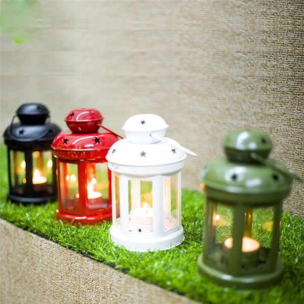 

green european wrought iron windproof lamp white black red candle holder deskdecorative candlestick christmas decorations