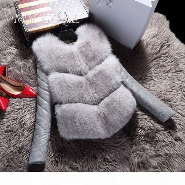 

wholesale-women jackets vest fashion autumn winter coat warm female faux fox fur vest high-grade slim jacket outerwear black gray
