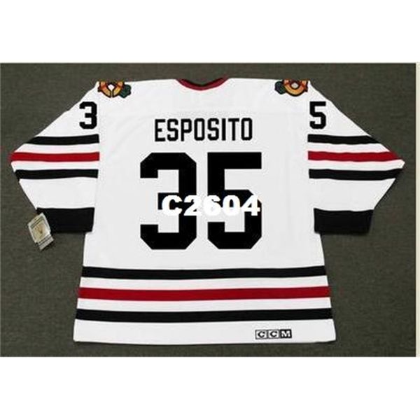 

mens #35 tony esposito chicago blackhawks 1970 ccm vintage retro hockey jersey or custom any name or number retro jersey, Black