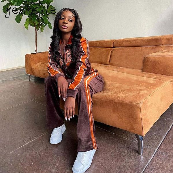 

women tracksuit letter print velvet 2 piece outfit sweatshirt+straight sweatpants matching set fitness sporty streetwear1, Gray