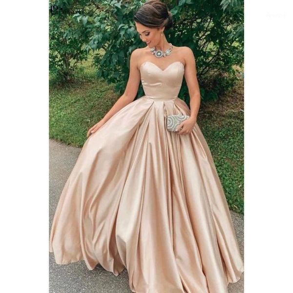 

ae818 a line prom dresses lovely sweetheart backless champagne satin party wear custom made floor lenth ruffle princess gown1, White;black