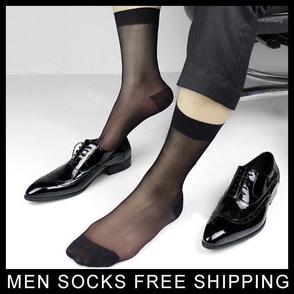 

men's socks male suit dress silk sheer mens formal quality man at play transparent men black navy1