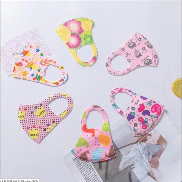 

designer face kid print random mouth mask dustproof househould ice silk cotton suitable cover protective masks