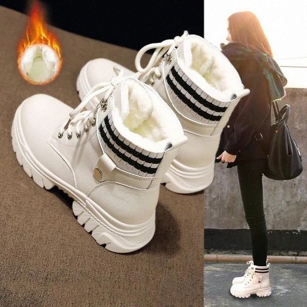 

winter women warm boots lady platform gothic shoes white short boots women warm plush black snow #gm9z