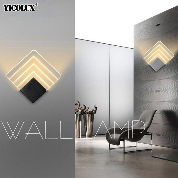 

Black Sliver Acrylic Led Wall Lamp Bedroom Light Sconce Luminarias Indoor Lighting Home Stair Light Bathroom Luminaria Wandlamp