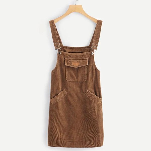 

corduroy skirt loose strap student, Black;pink