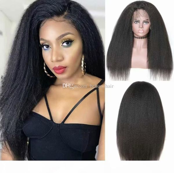 

5*4.5'' glueless silk full lace human hair wigs with baby hair brazilian kinky straight hair wigs for black women, Black;brown