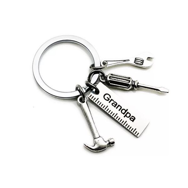 

stainless dad shipping steel 50pcs/lot tools new keychain grandpa hammer screwdriver keyring father day gifts, Silver