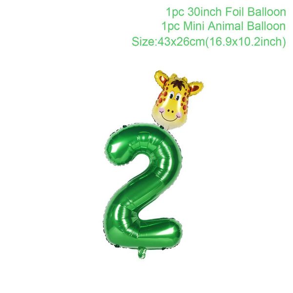

fengreise green number foil balloons balloons safari jungle party balloon 1-й день рождения украшения для вечеринки детские животные баллон