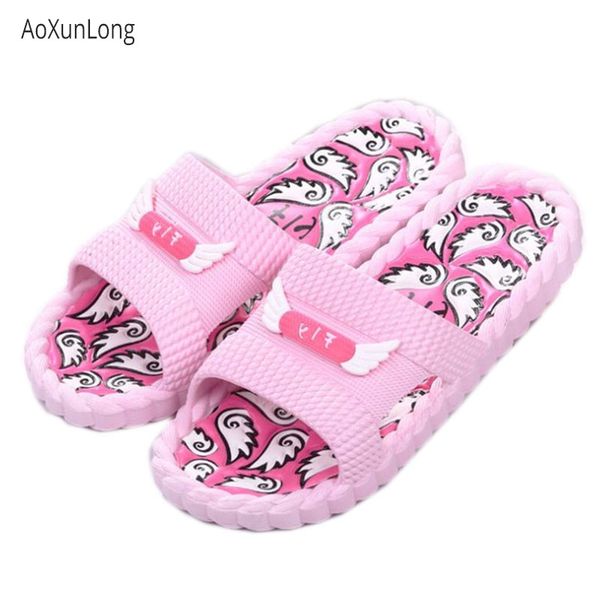 

aoxunlong women summer massage slippers fashion totem home slippers women non-slip bathroom slippers beach casual shoes eu 35-40, Black