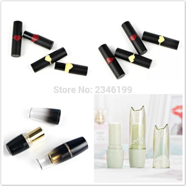 

storage bottles & jars empty lip tube 12.1mm yellow red heart circular lipstick green cat lipbalm container gradient black 50pcs