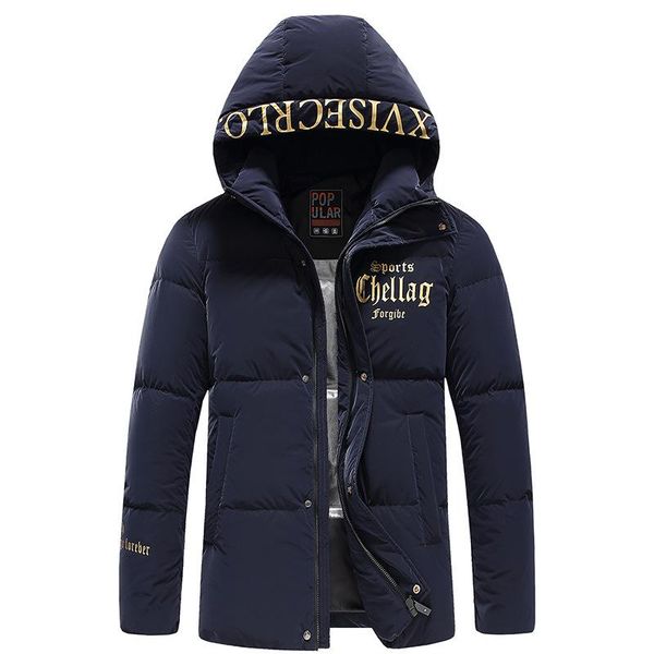 

short winter young and middle-aged men's casual trend hooded 90% white duck down 2020 winter jacket coat, Black