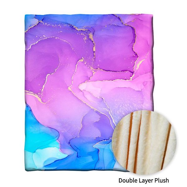 

ink painting double layer blanket soft velvet fabric rectangle office home sofa bed nap blanket thickened warm cover