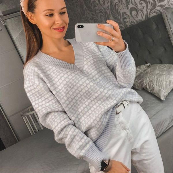 

gigogou thick oversize women autumn winter pullover sweater outwear jacquard knitted jumper casual warm female sweater lj200815, White;black