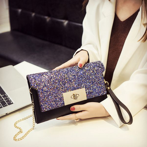 

designer- women's new sequin trend chain fashion chip clutch hand bag